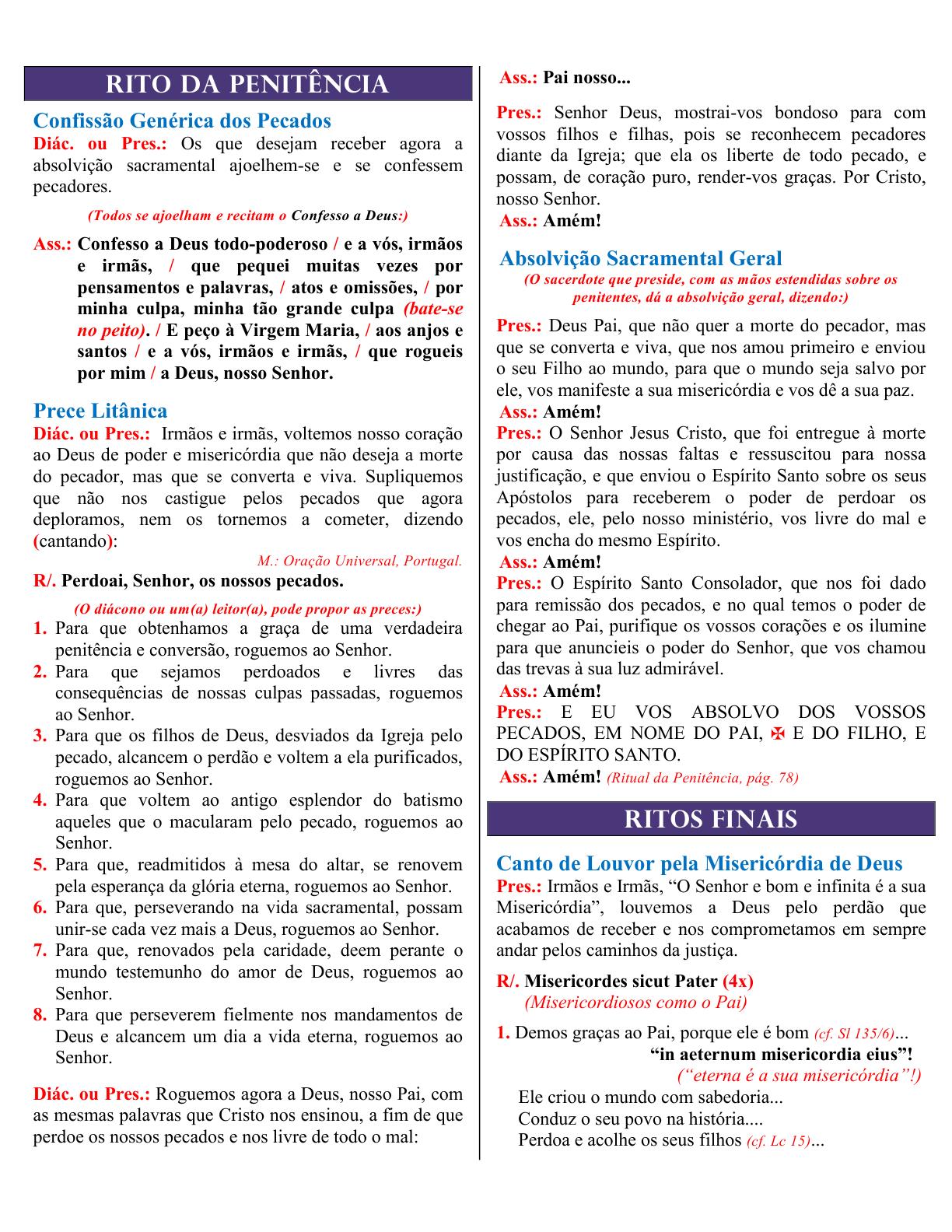 Licença para a Celebração Comunitária da Penitência com Absolvição Geral dos Pecados em tempo de Pandemia na Diocese da Campanha 0008
