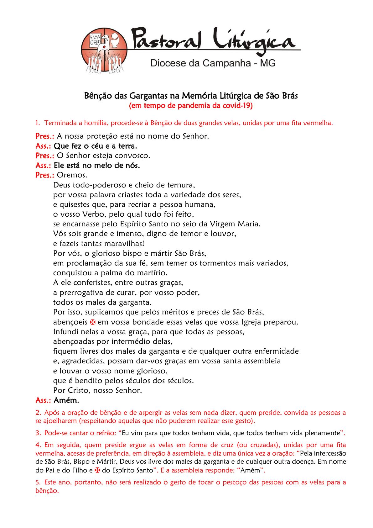 Bênção das Gargantas na Memória Litúrgica de São Brás